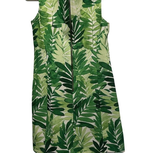 Julian Taylor New York Green Leaf Print Sleeveless Dress Size 6 - Picture 7 of 12